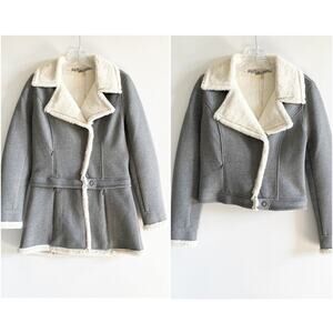 Athleta 2 in 1 Convertible Faux Fur Moto Jacket